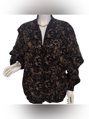 Vintage 80s Baroque Print Bomber Jacket Sz L/XL